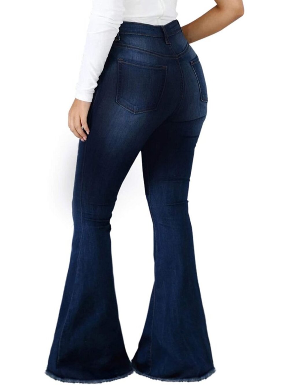 Women's Ripped High Waist Flared Jeans with Raw Hem | High-waist flared jeans wi - Picture 2 of 5